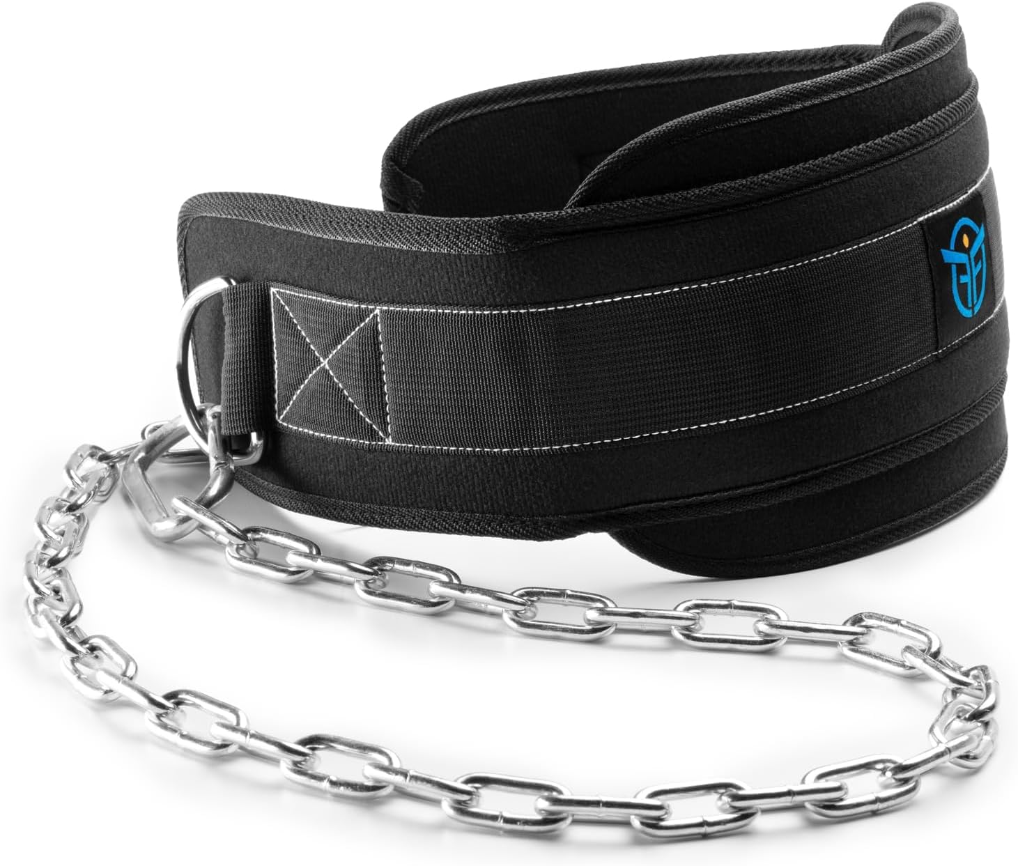 Ceinture lestée Eric Flag noire avec sa chaîne en métal et ses deux mousquetons