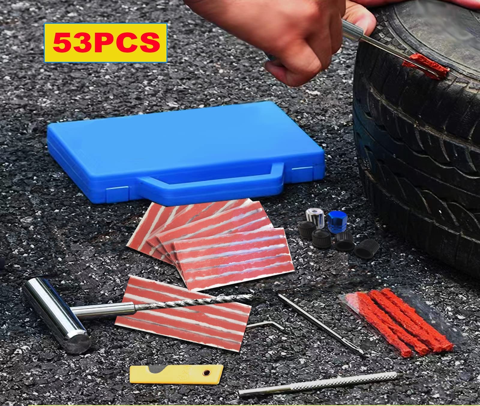 Kit de réparation de pneus HYHJMISTY 53 pièces au bord de la route
