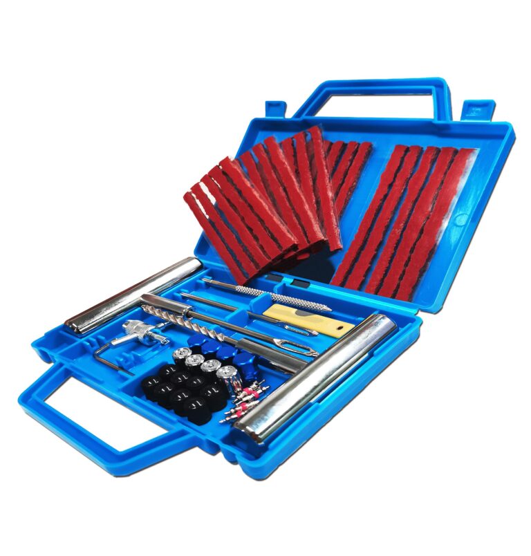 Kit de réparation de pneus HYHJMISTY 53 pièces, mallette ouverte